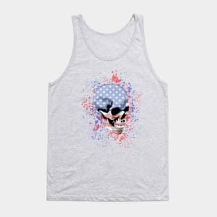 American Flag Pattern Filled Skull Tank Top